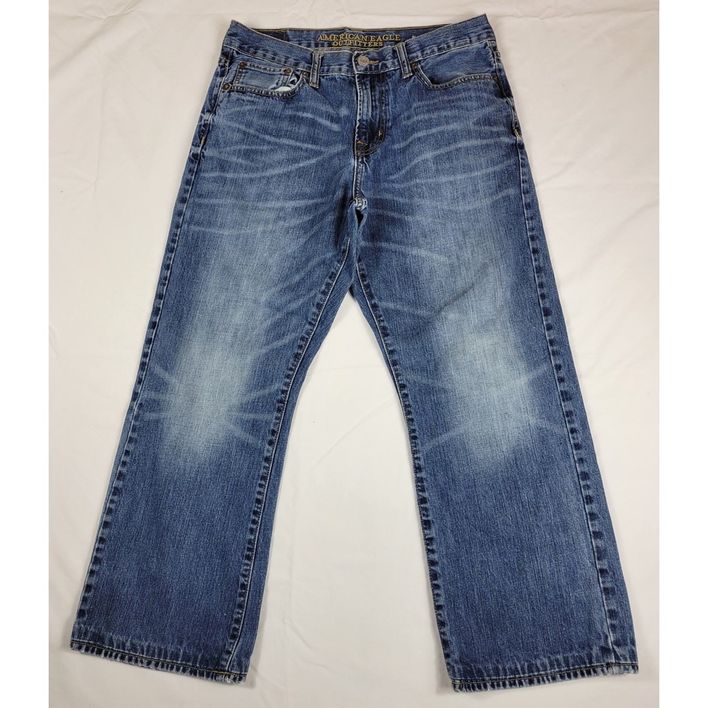 American Eagle Outfitters Mens Bootcut Jeans Medium Wash Denim 32x27 Regular Fit